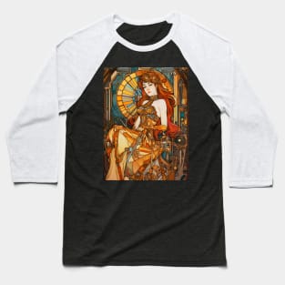 Stained Glass Steampunk Art Nouveau Baseball T-Shirt